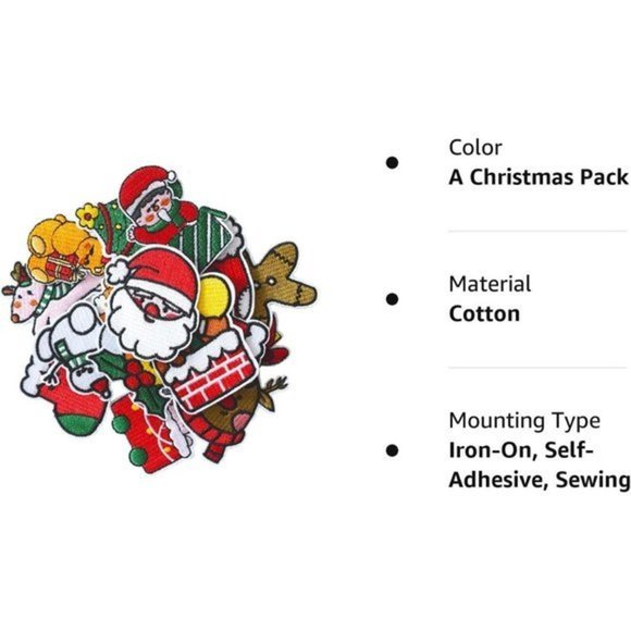 Christmas Embroidered Assorted Iron on Applique Patches - Picture 7 of 7